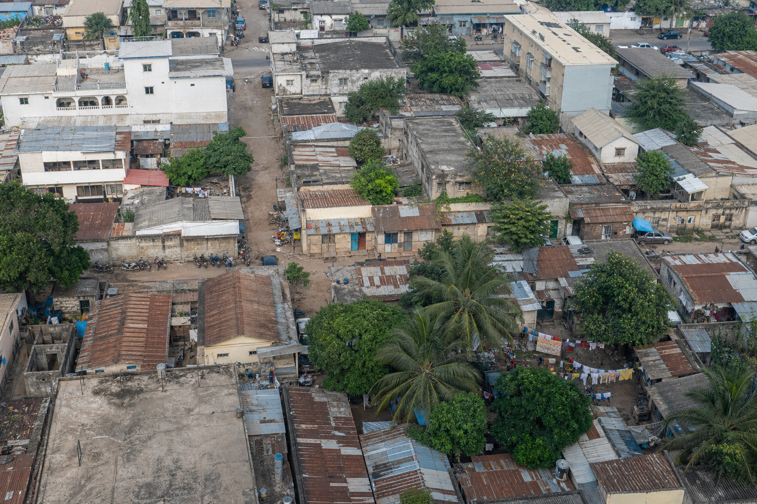 Vue aérienne réaliste d'un quartier urbain